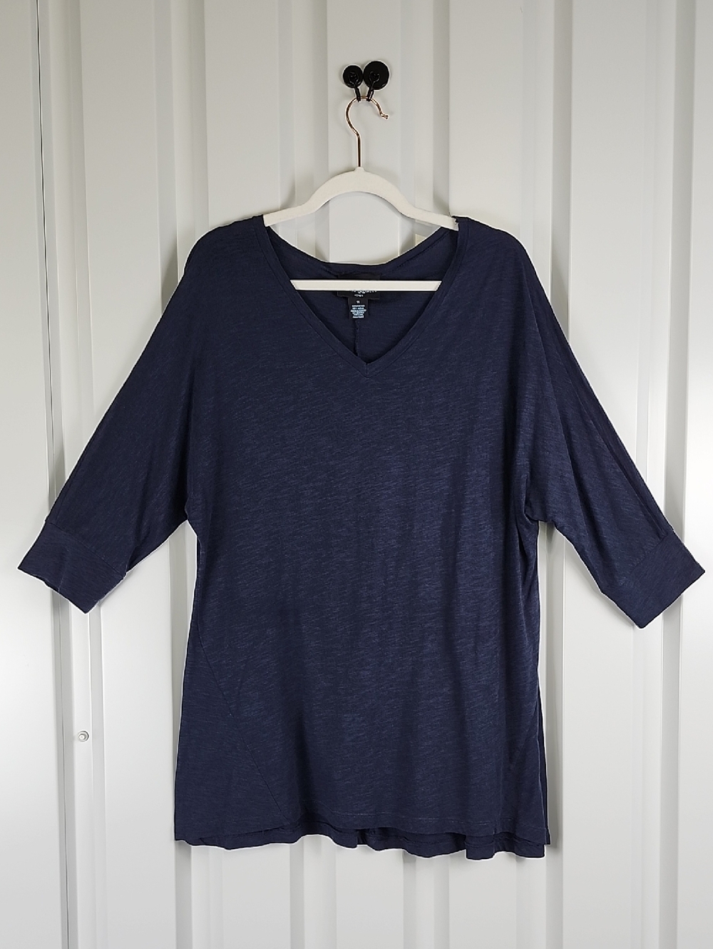 Cynthia Rowley Woman Navy V-Neck Dolman Sleeve Tunic Tee Size 1X Cotton Modal